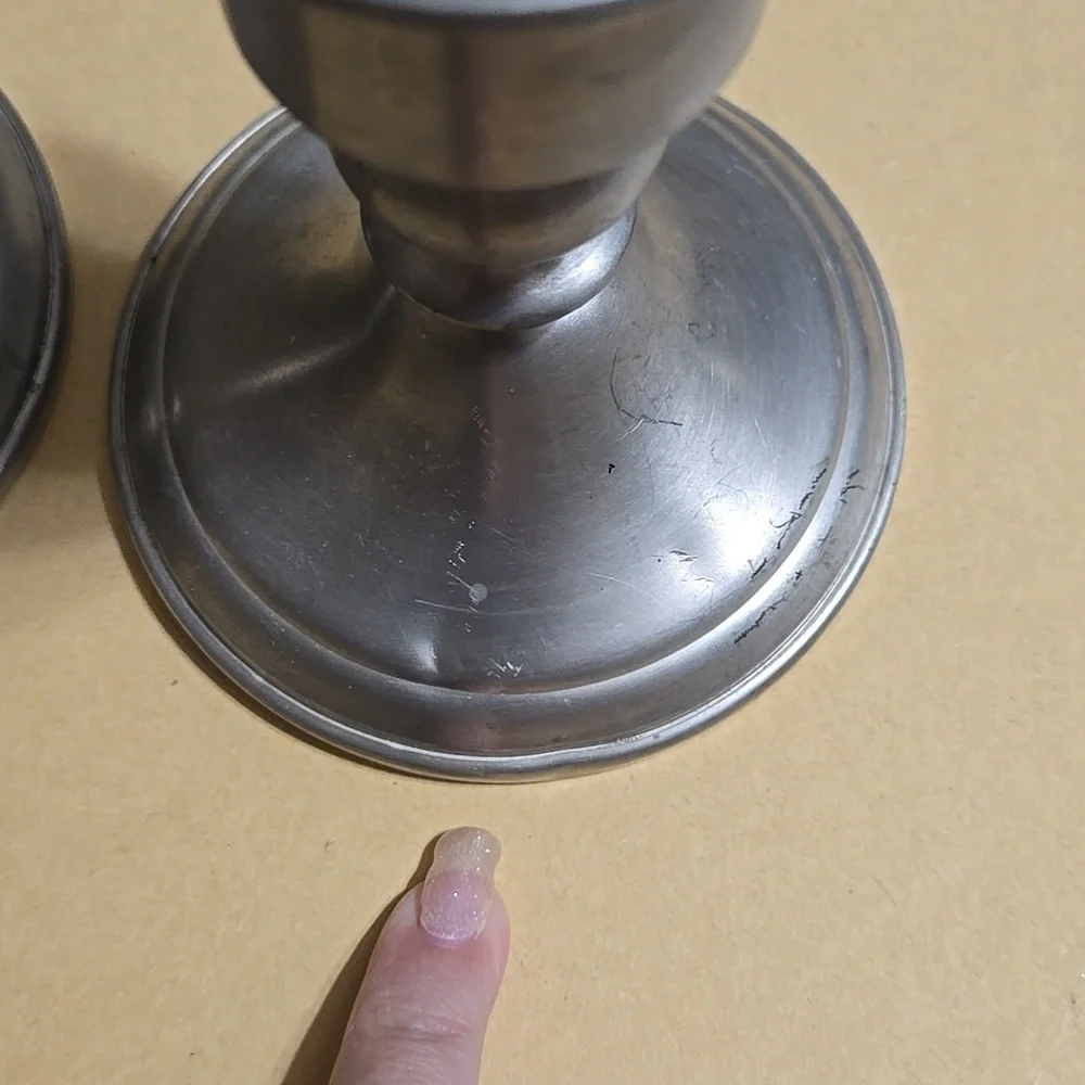 Web Weighted Pewter Candle Holders Pair